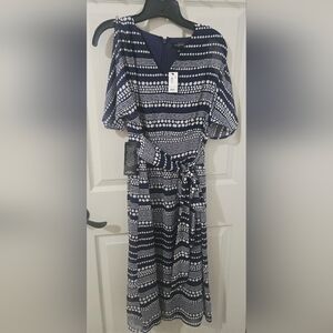 The Limited Navy and White Patterned Midi Dress